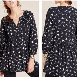 Super cute Maeve Anthropologie baby doll shirt with birds